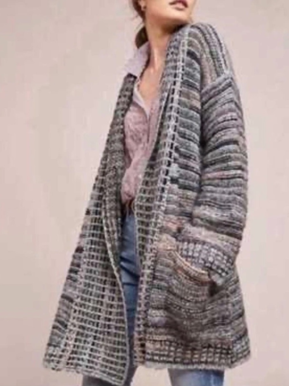 Anthropologie Akemi + Kin Alpaca Wool Blend Long Line Cardigan Size XL